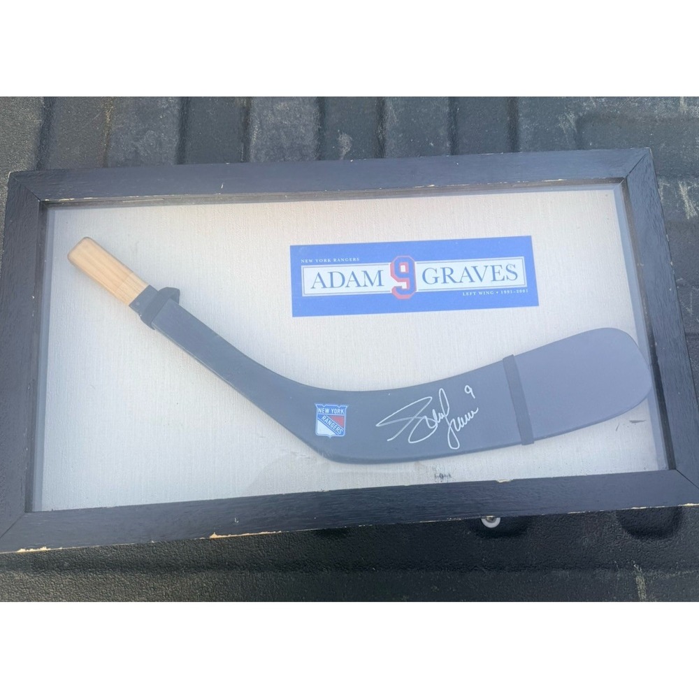 Adam Graves Signed New York Rangers #9 Hockey Stick Blade Framed Autograph NYR